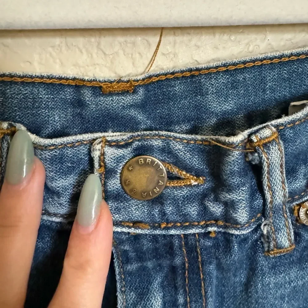 Vintage Britannia Wide Leg Sailor Jeans Sz 4 Distressed High Rise - Picture 5 of 11